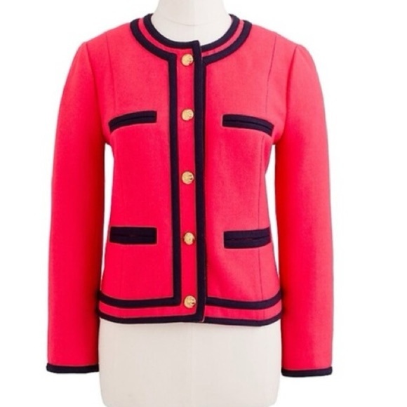 J. Crew Jackets & Blazers - J. crew vintage 100% wool lady jacket colorblock pink gold button size 4